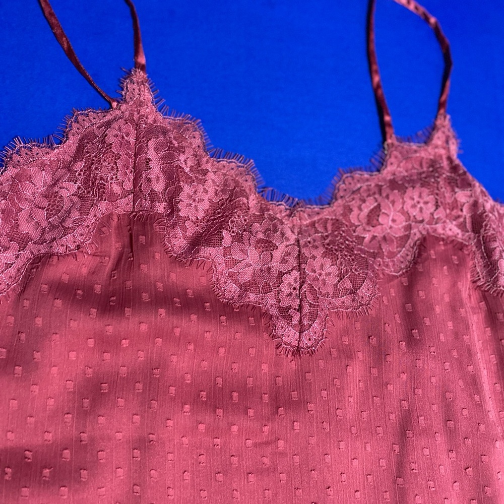 Abercrombie & Fitch NWOT Mauve Lace Cami w/dots & Adjustable Straps Size XS